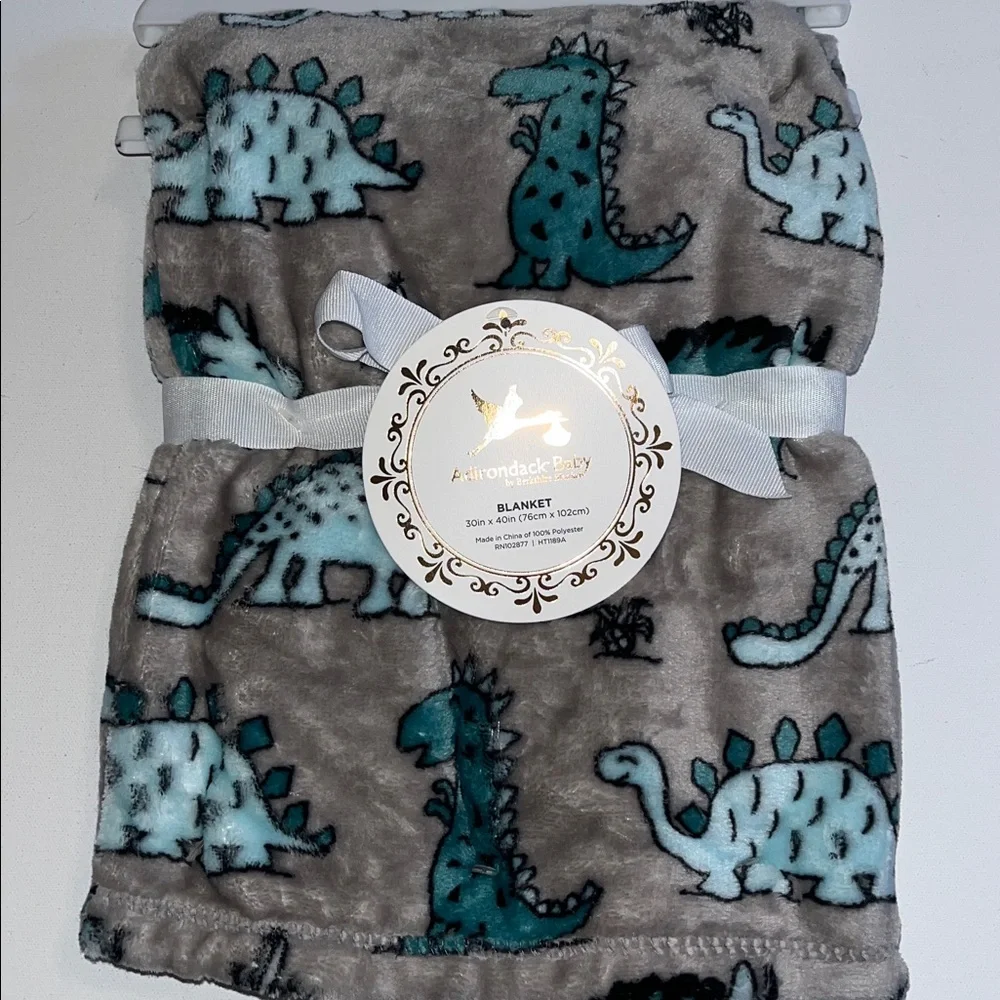Dinosaur Adirondack Berkshire security  Blanket Baby Boy 30X40 green gray NWT
